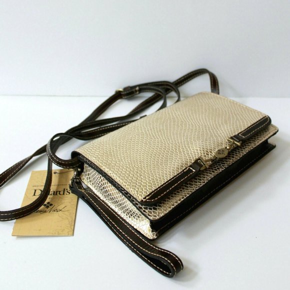 Patricia Nash Gold Metallic Python Apricale Crossbody Wristlet Clutch Bag Purse - Picture 5 of 12